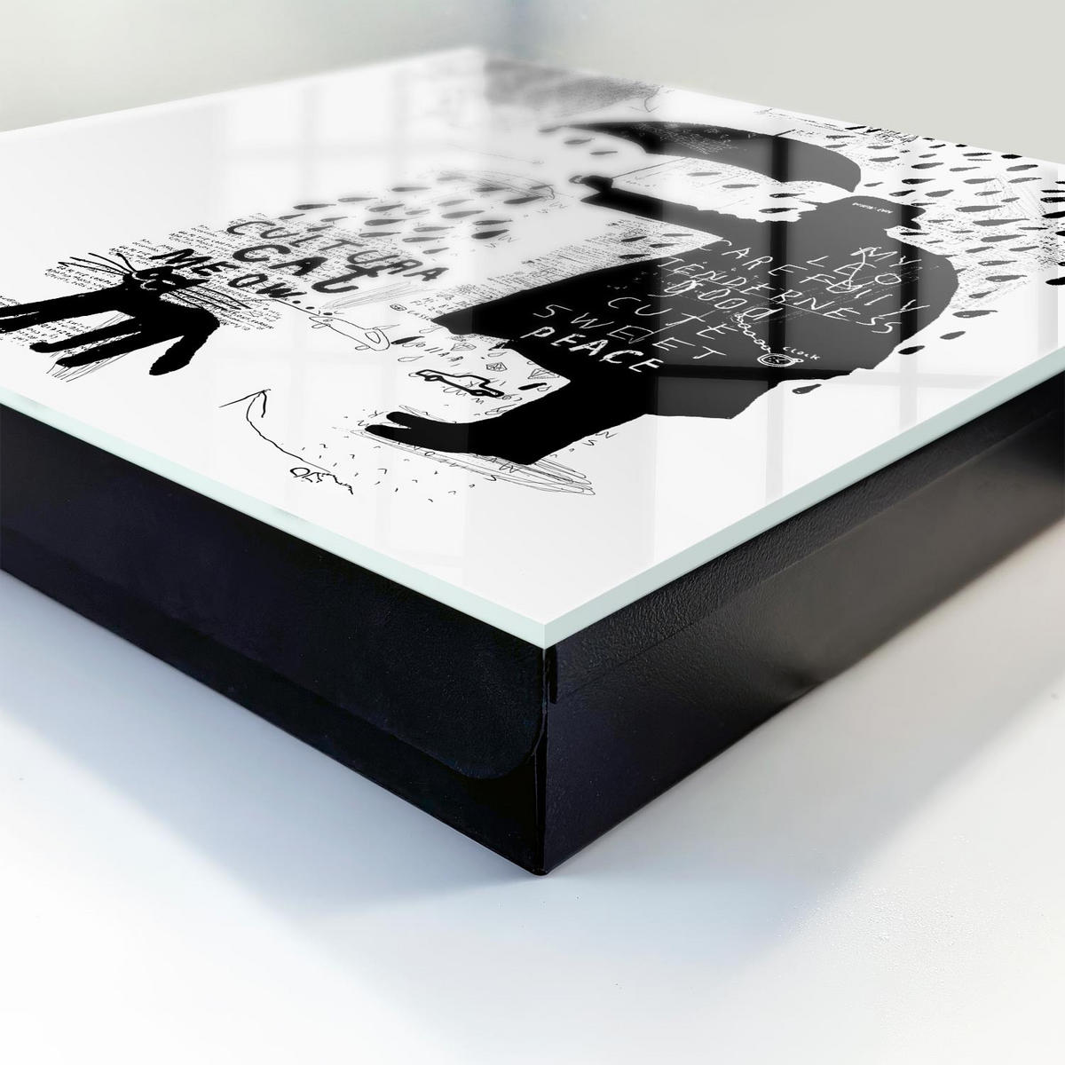 SCHLÜSSELBOX Schwarz 30x30 cm- Türöffnung nach rechts - Schwarze Silhouette - Schwarz, Metall (30/30/5cm) - TULUP