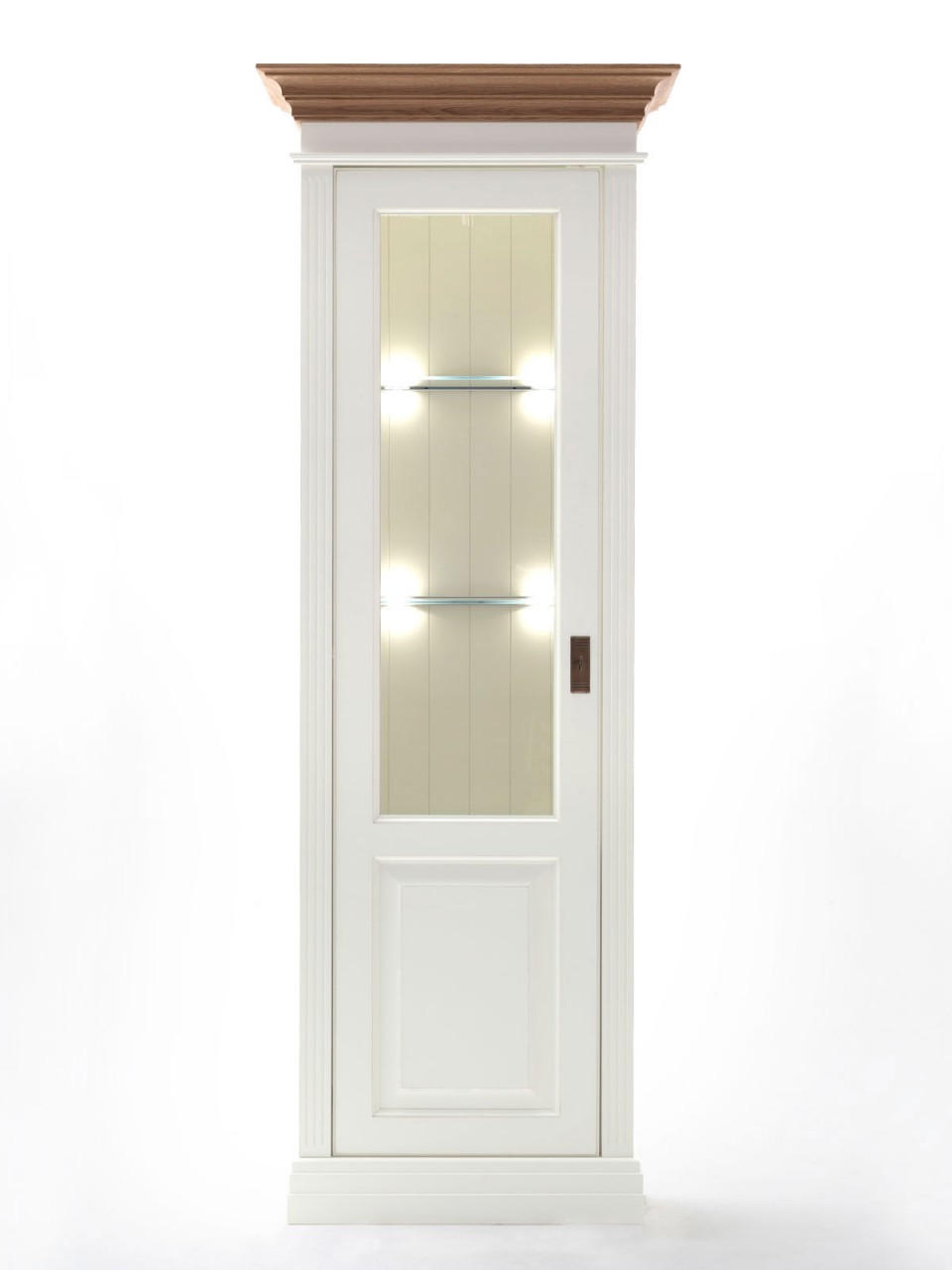 GLAS-VITRINE Standvitrine Novara 1-türig - Weiß/Braun, Holz (71/196/45cm) - Casamia Massive Möbel