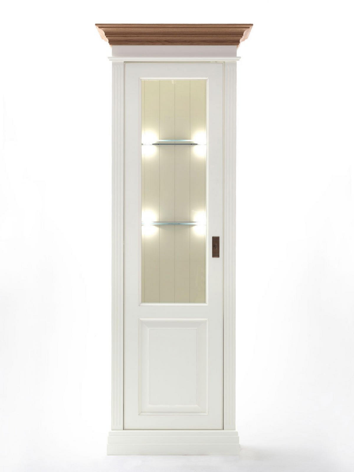 GLAS-VITRINE Standvitrine Novara 1-türig - Weiß/Braun, Holz (71/196/45cm) - Casamia Massive Möbel