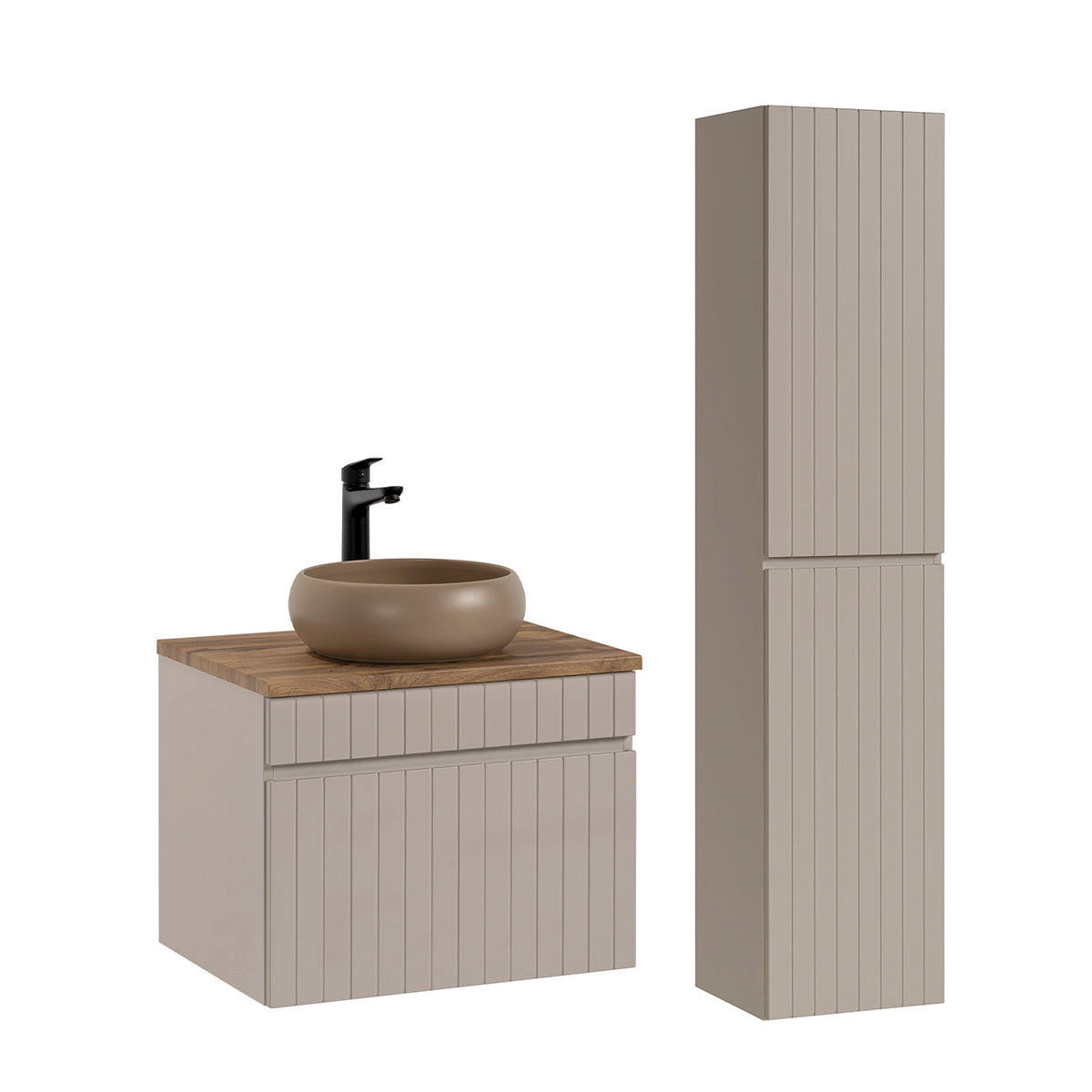 BADMÖBEL 60.4cm Zelie 2er-Set Kaschmir - Beige, Holzwerkstoff (60.4/48/46cm) - Petits-meubles