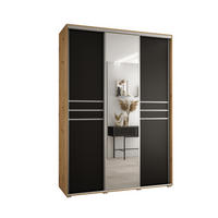 SCHWEBETÜRENSCHRANK 235,2/180/60 3-türig - Silberfarben/Schwarz, Holz/Metall (180/235/60cm) - Abiks Möbel