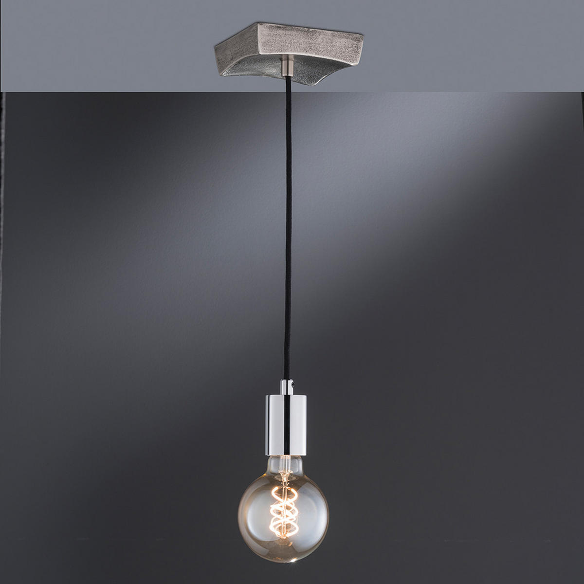 HÄNGELEUCHTE Metall Chrom Schwarz - Silberfarben, Metall (12/12/140cm)