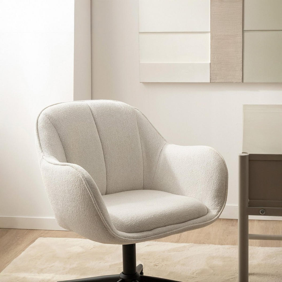 SCHREIBTISCHSTUHL Tess Beige 62 cm x 80-88 cm - Beige, Metall (62/80/60cm) - Klast Home