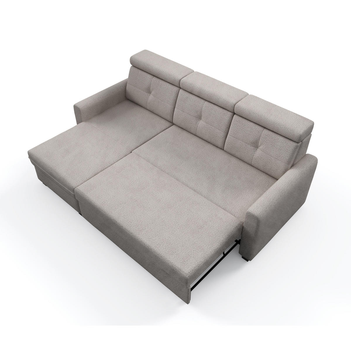 ECKSCHLAFSOFA Milano, Beige, links - Beige/Schwarz, Textil (217/166cm) - Beautysofa