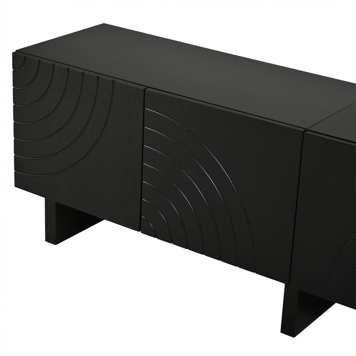 TV-SCHRANK Lowboard Schwarz 180cm 4 Türen Modern - Schwarz, Holzwerkstoff (180/55/40cm) - FLIEKS