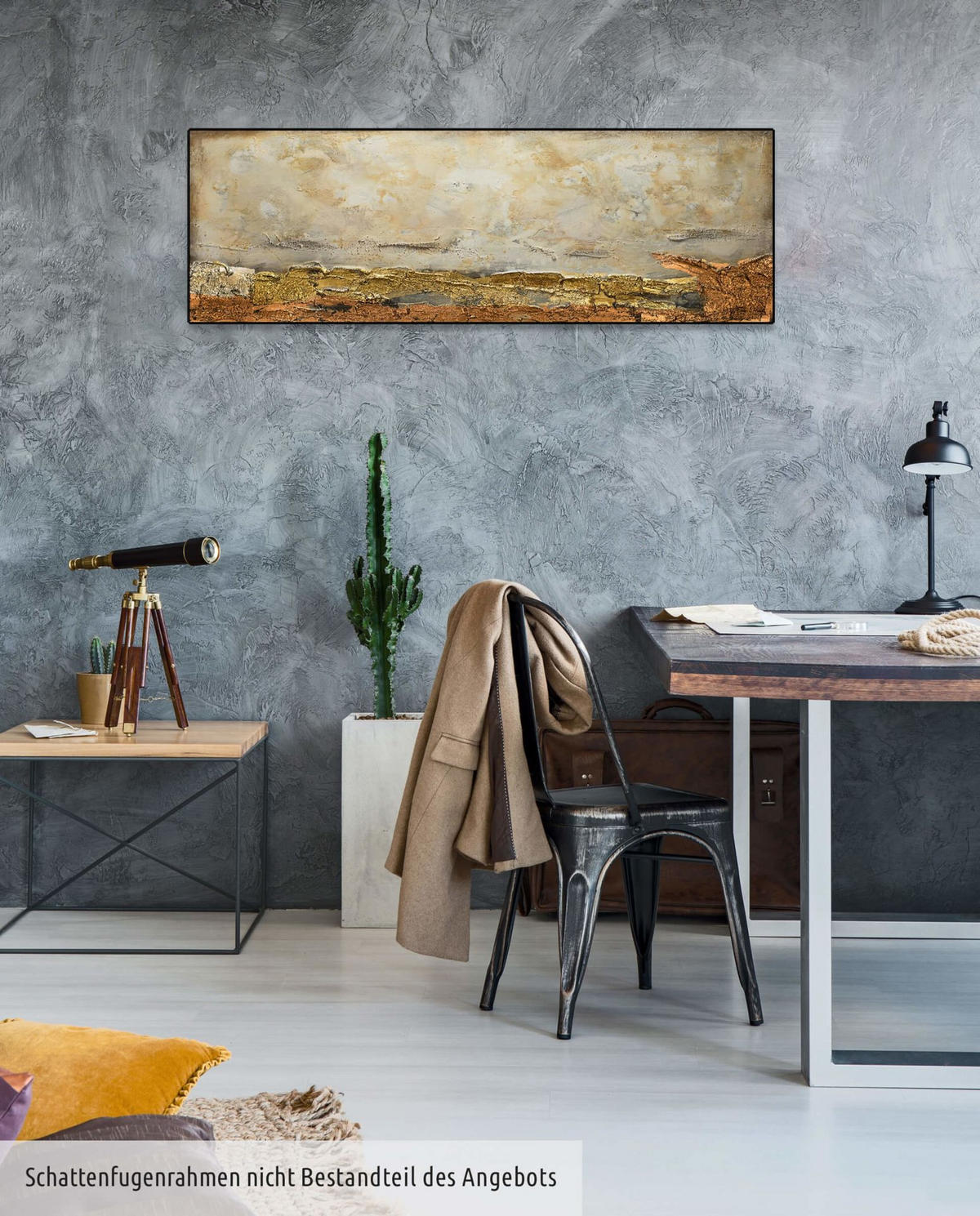 ACRYLBILD HANDGEMALT 120/40 cm - Weiß/Braun, Holz/Textil (120/40cm) - KUNSTLOFT