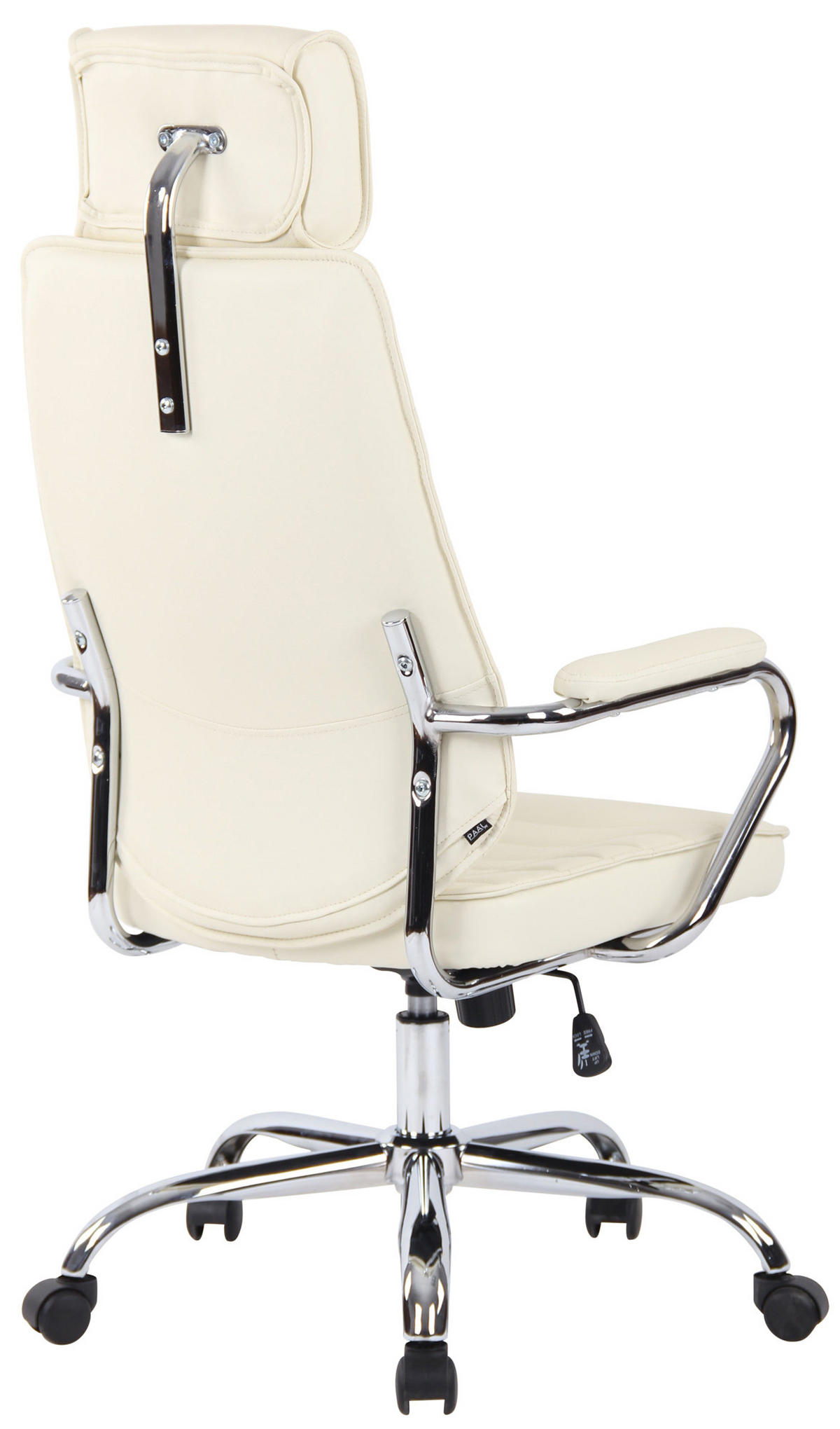 CHEFSESSEL Echtleder Creme - Chromfarben/Creme, Leder/Metall (59/117/57cm) - CLP