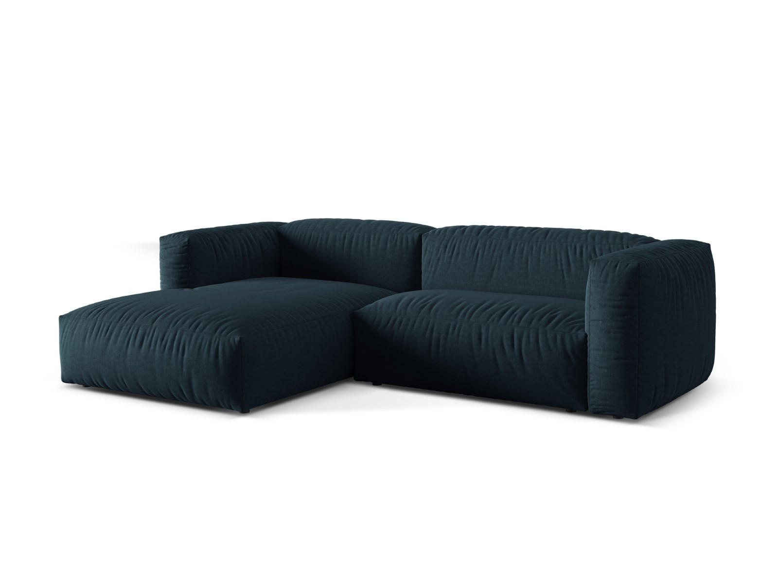 ECKSOFA modular links Martina aus strukturiertem Stoff jeansblau 2 Sitzplätze - Blau, Textil (176/283cm) - Micadoni