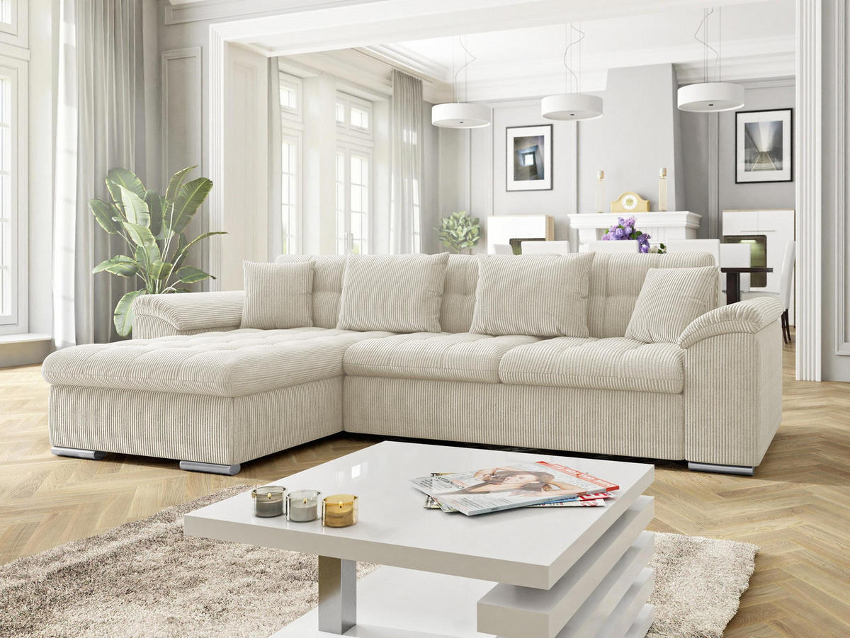 ECKSOFA Diana Cord, Seite: Links - Naturfarben, Holz/Textil (280/160cm) - MIRJAN24