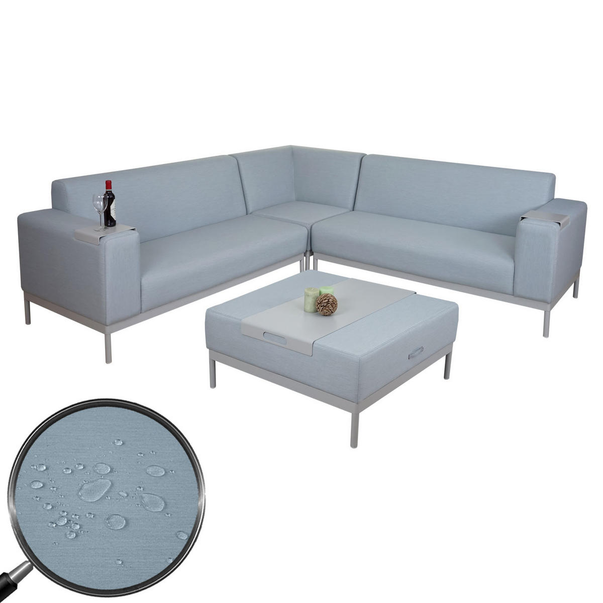 ECKSOFA MIT ABLAGE Blau - Blau, Textil (245/82cm) - MCW