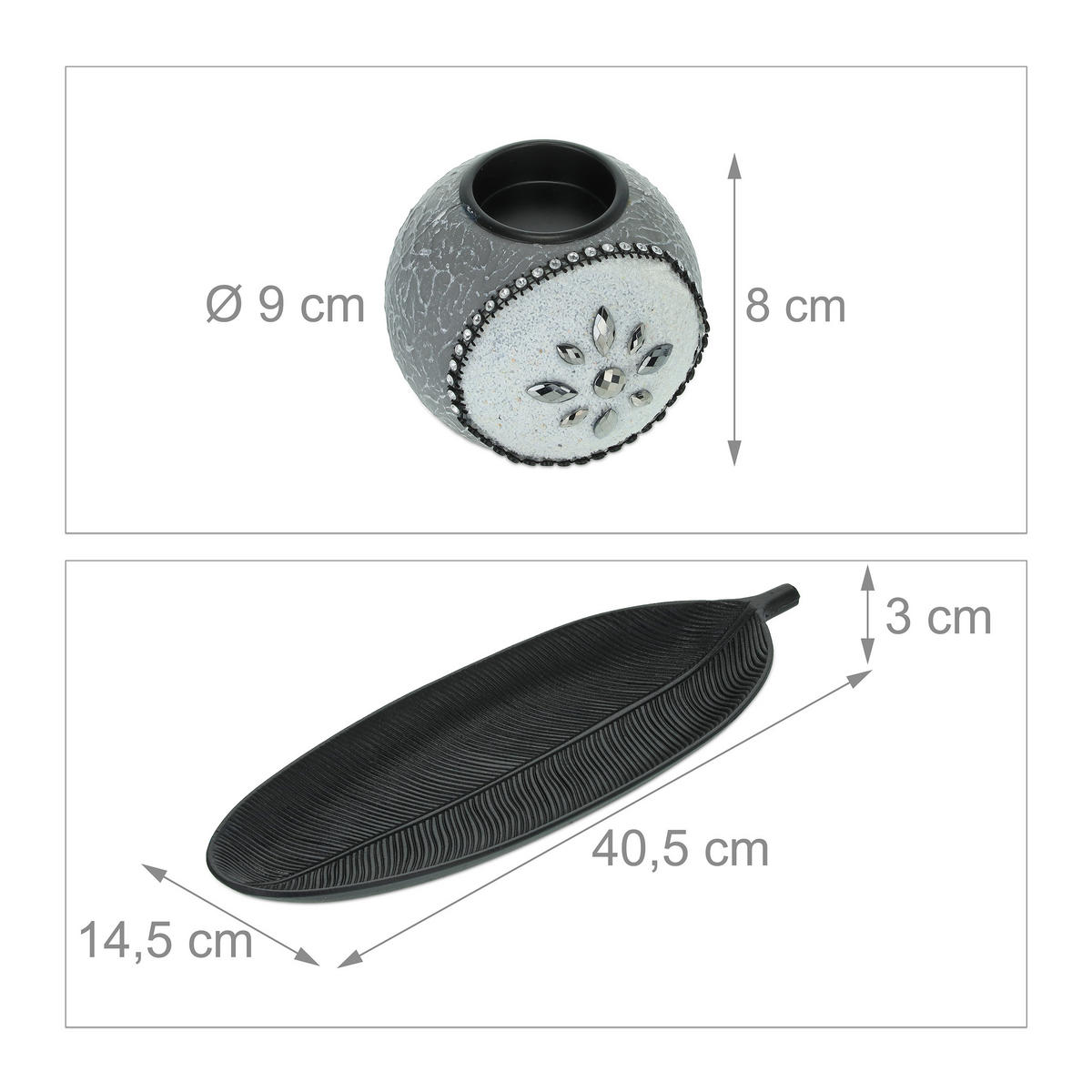 TEELICHTHALTER - Multicolor, Holzwerkstoff/Stein (10cm) - Relaxdays