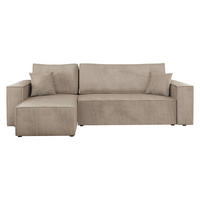 ECKSOFA Karl Cord - Beige/Schwarz, Holz/Kunststoff (244/145cm) - MIRJAN24