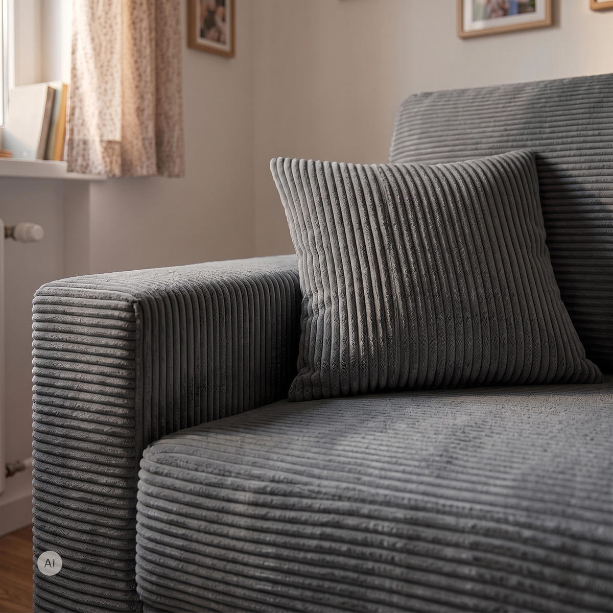 3-SITZER-SOFA EDEL mit Schlaffunktion und Bettkasten, Cordstoff Grau - Schwarz/Grau, Holz/Textil (165/94/100cm) - NACANAPA