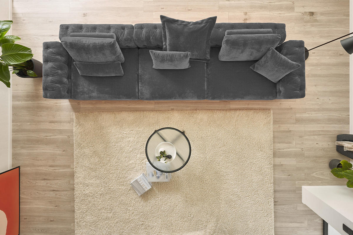 SOFA SITZELEMENT SEPHI Anthrazit Cord - Anthrazit/Schwarz, Kunststoff/Textil (107/39/107cm) - KAWOLA