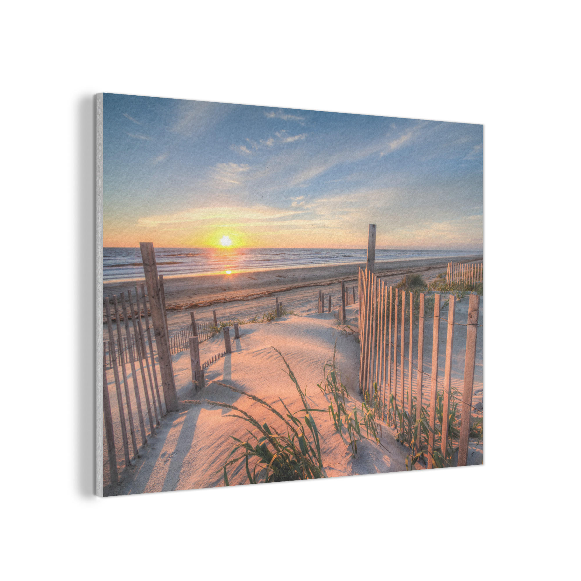 AKUSTIKPANEEL Strand - Meer - Düne - Sonnenuntergang - Landschaft 100x70 cm - Beige, Textil (100/0.9/70cm) - MuchoWow