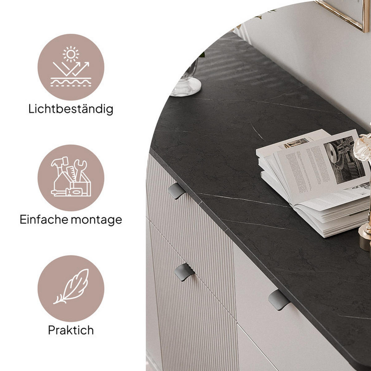 KOMMODE mit Schubladen NAVANI 130 cm Kaschmir/ Stein - Kaschmir/Schwarz, Holzwerkstoff/Metall (130/82/40cm) - Idohome