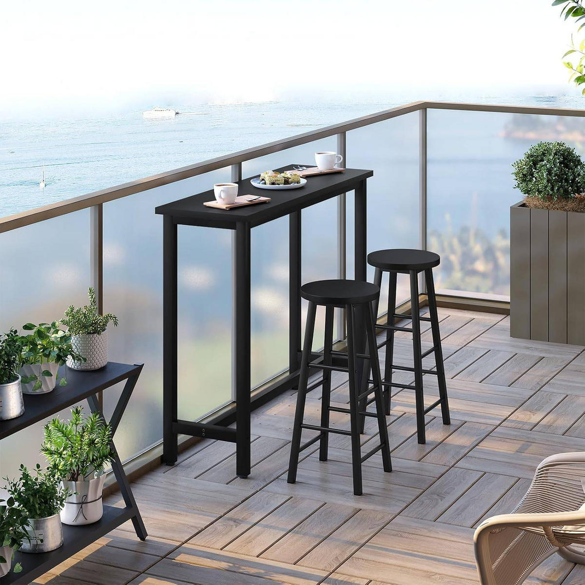 BARTISCH, Metallgestell, Tischplatte aus MDF, 120x100x40cm - Schwarz, Holzwerkstoff/Metall (40/120/100cm) - Woltu