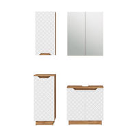 BADMÖBEL-SET Lotta Eiche/weiß gestreift 4 Teile - Eichefarben/Weiß, Holzwerkstoff (59.8/62.1/32cm) - Vicco