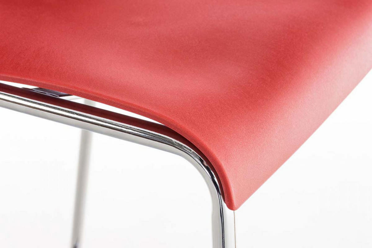 BARHOCKER Kunststoff Rot - Chromfarben/Rot, Kunststoff/Metall (43/100/48cm) - CLP