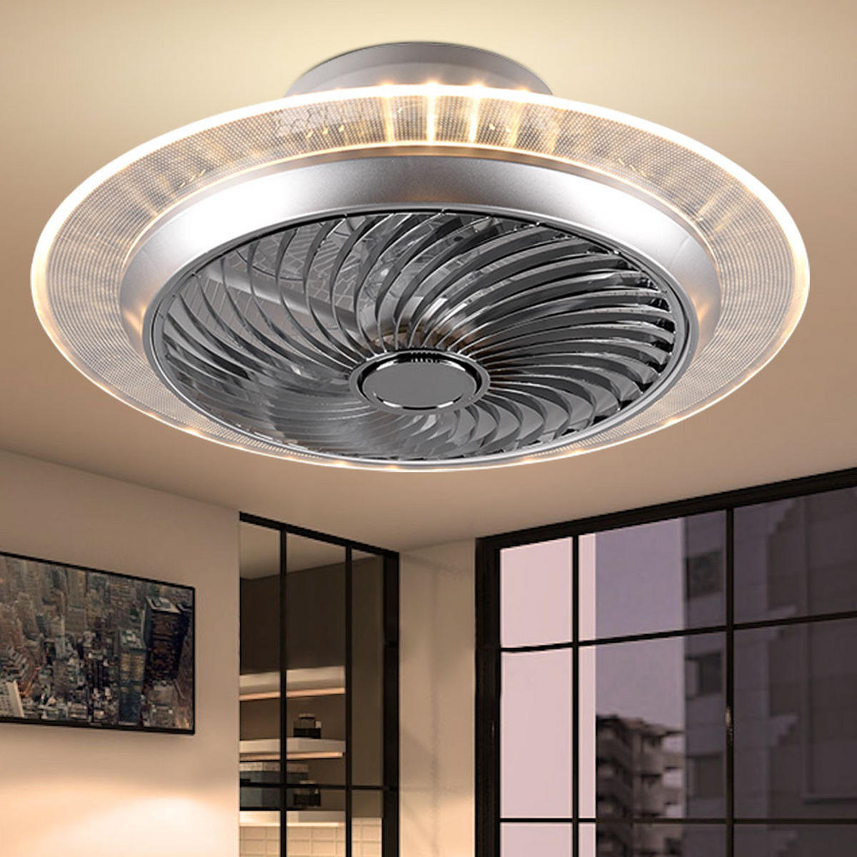 LED DECKENLEUCHTE NARVIK Silber Chrom - Silberfarben, Metall (55/55/22cm)