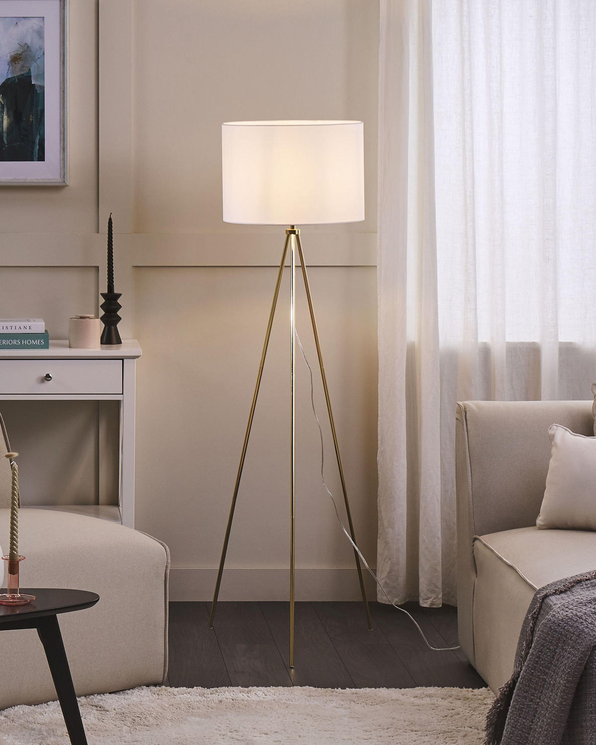 GOLVLAMPA Vistula 55/55/148 cm - Vit, Metall (55/55/148cm) - Beliani