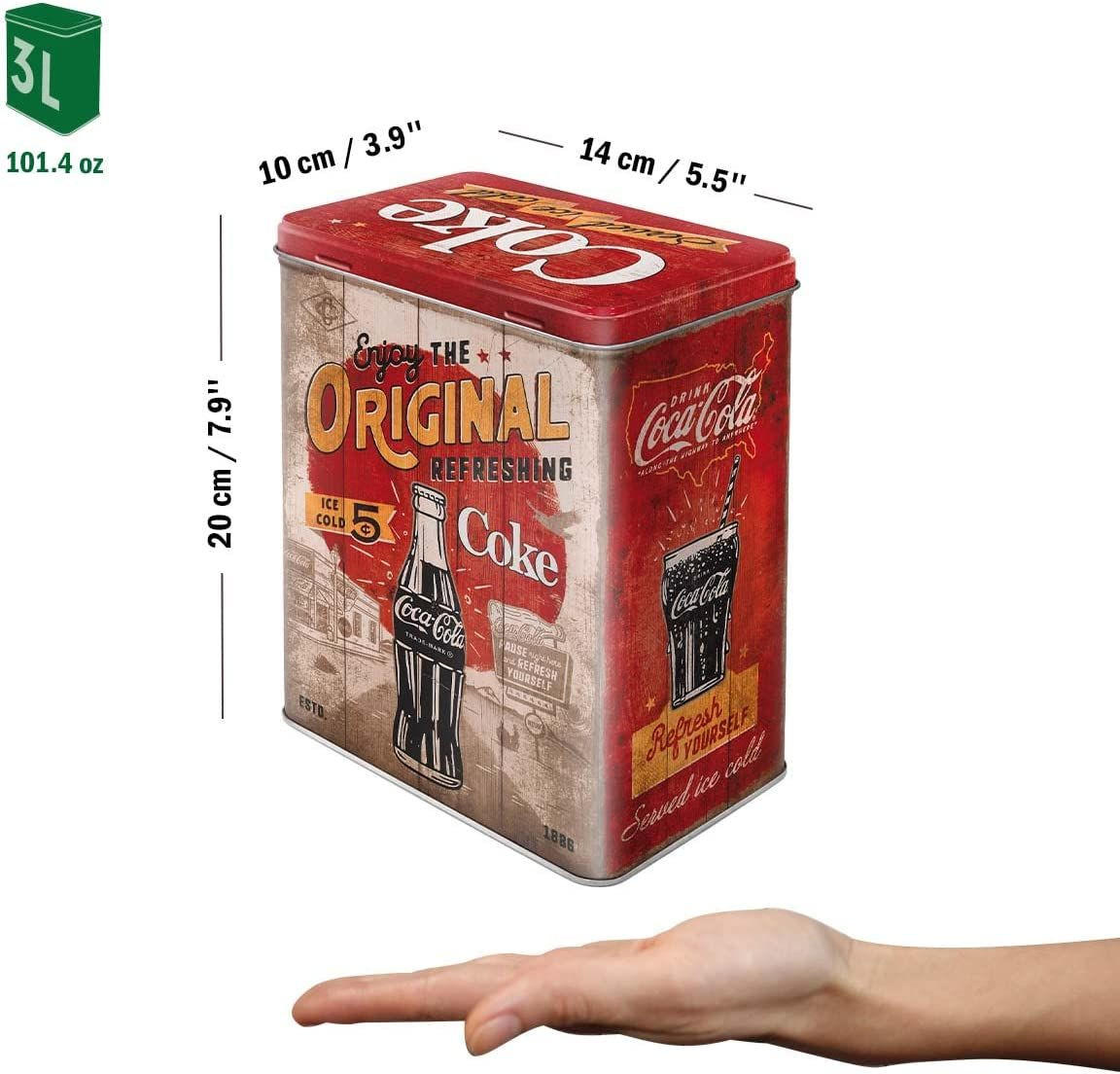 VORRATSDOSE L Coca-Cola Original Coke Highway 66 - Multicolor, Metall (14/20/10cm) - Nostalgic-Art