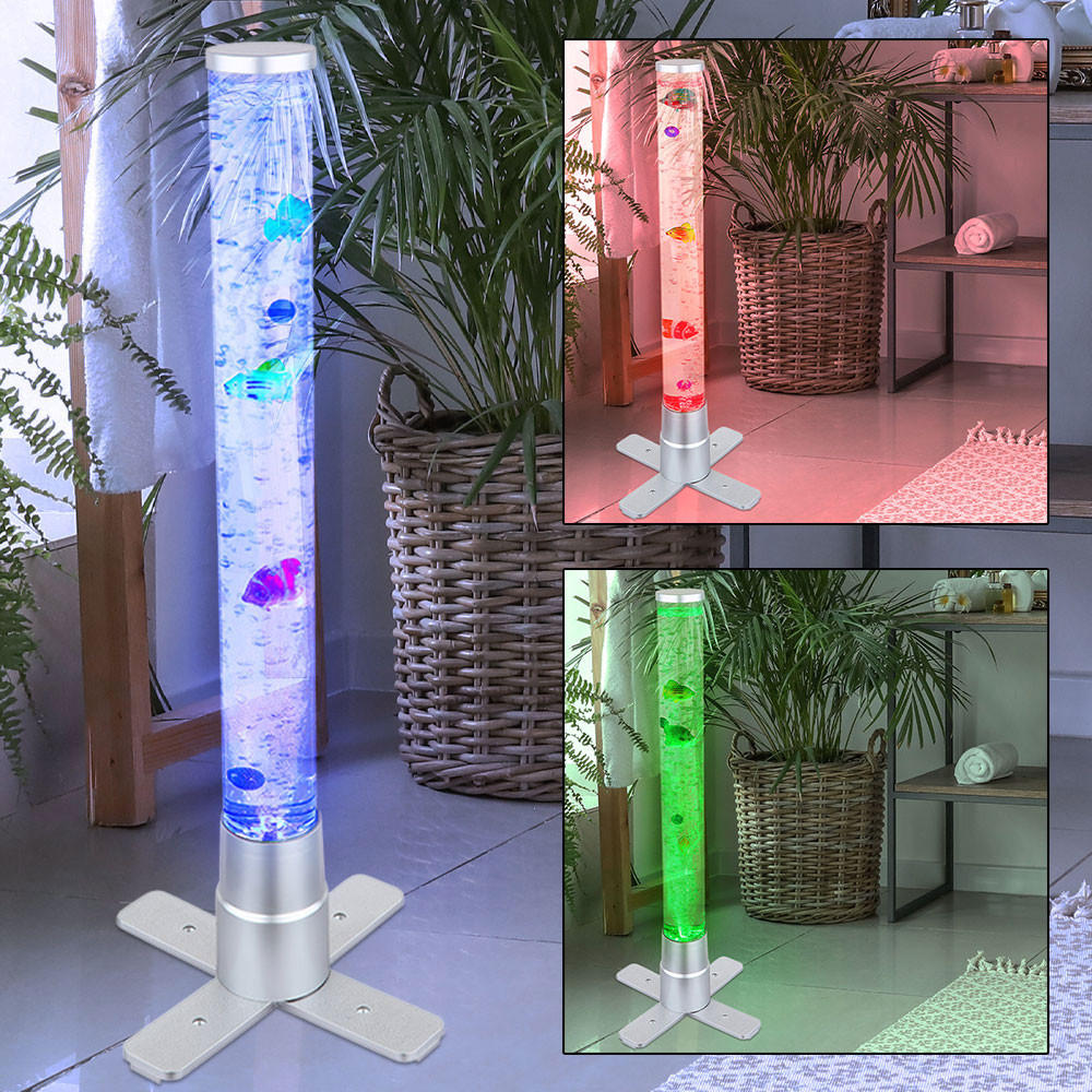 LED STEHLEUCHTE MENDOZA Silber klar - Silberfarben, Kunststoff (24.6/24.6/61.1cm) - Globo Lighting