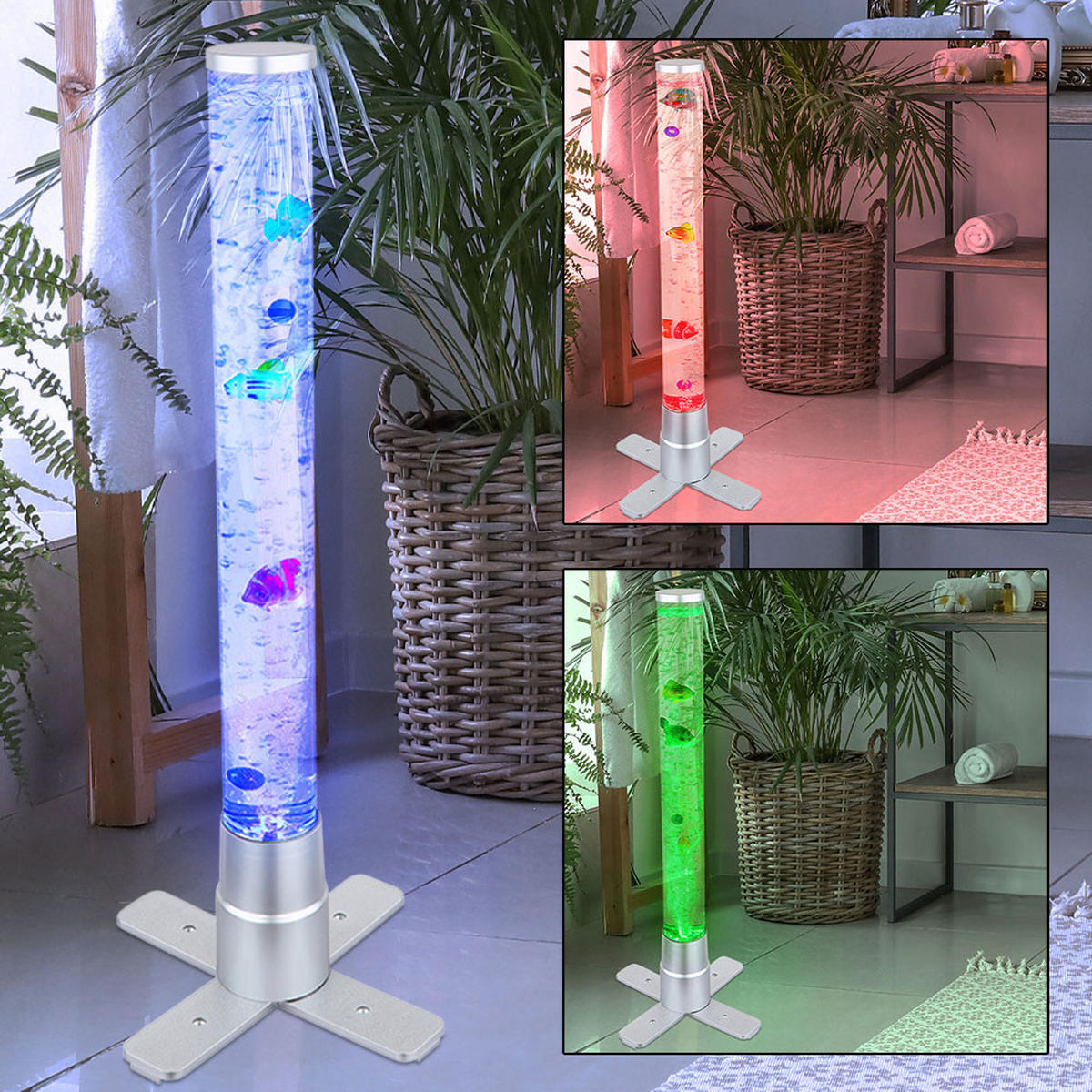 LED STEHLEUCHTE MENDOZA Silber klar - Silberfarben, Kunststoff (24.6/24.6/61.1cm) - Globo Lighting