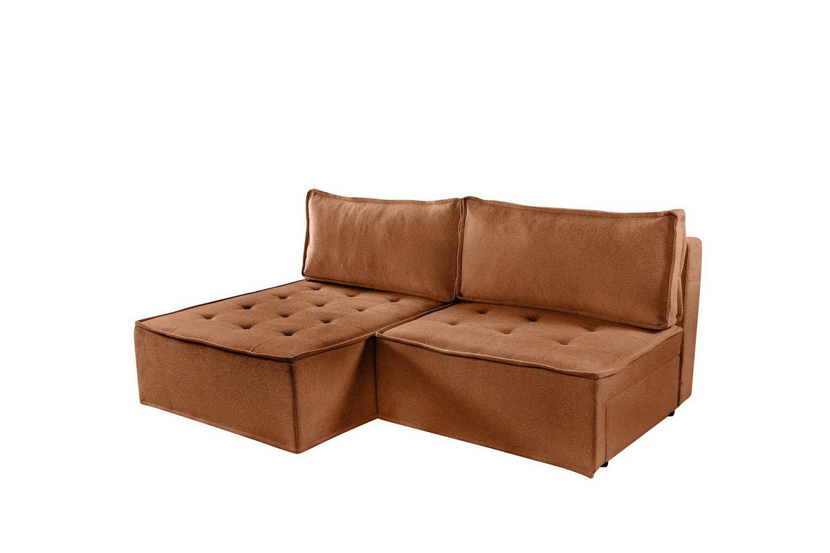 ECKSOFA Schlafsofa Amalia In Raven - Rotbraun, Holzwerkstoff/Textil (200/140cm) - Fun Möbel