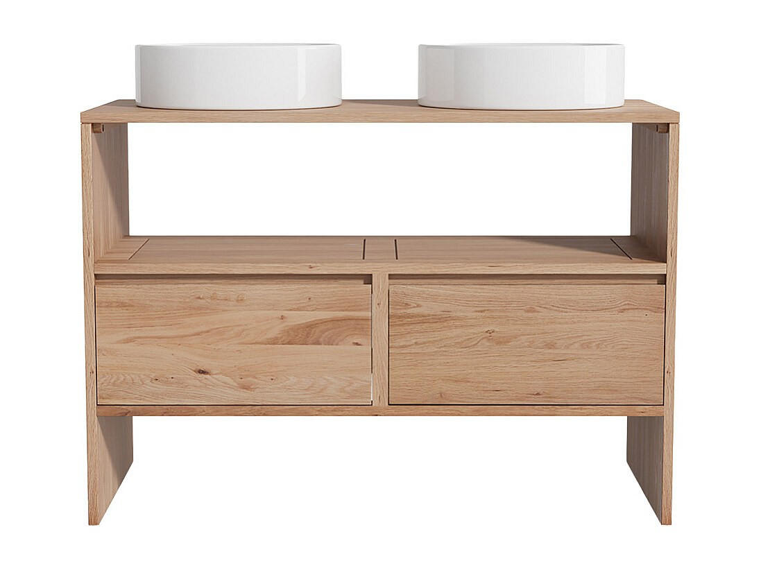DOPPELWASCHTISCH - 110 cm x 50 cm - Holz, Platte - Naturfarben Hell - CAVIZO - Naturfarben, Holz (110/78/50cm) - Vente-Unique