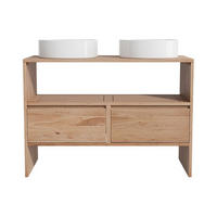 DOPPELWASCHTISCH - 110 cm x 50 cm - Holz, Platte - Naturfarben Hell - CAVIZO - Naturfarben, Holz (110/78/50cm) - Vente-Unique
