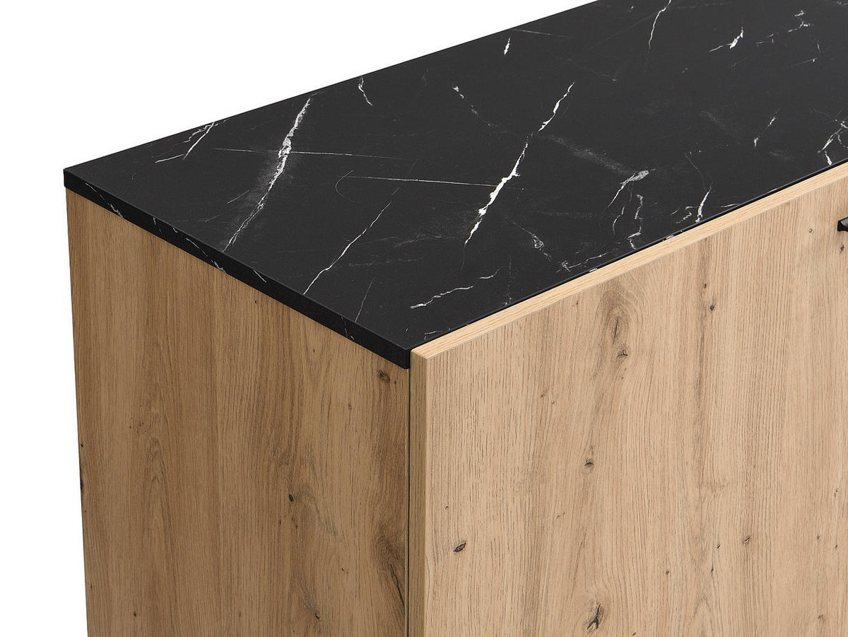 SIDEBOARD - 180cm x 40cm - MDF - schwarz, naturfarben hell - LIOMENA - Schwarz, Holz (180/83/40cm) - Vente-Unique