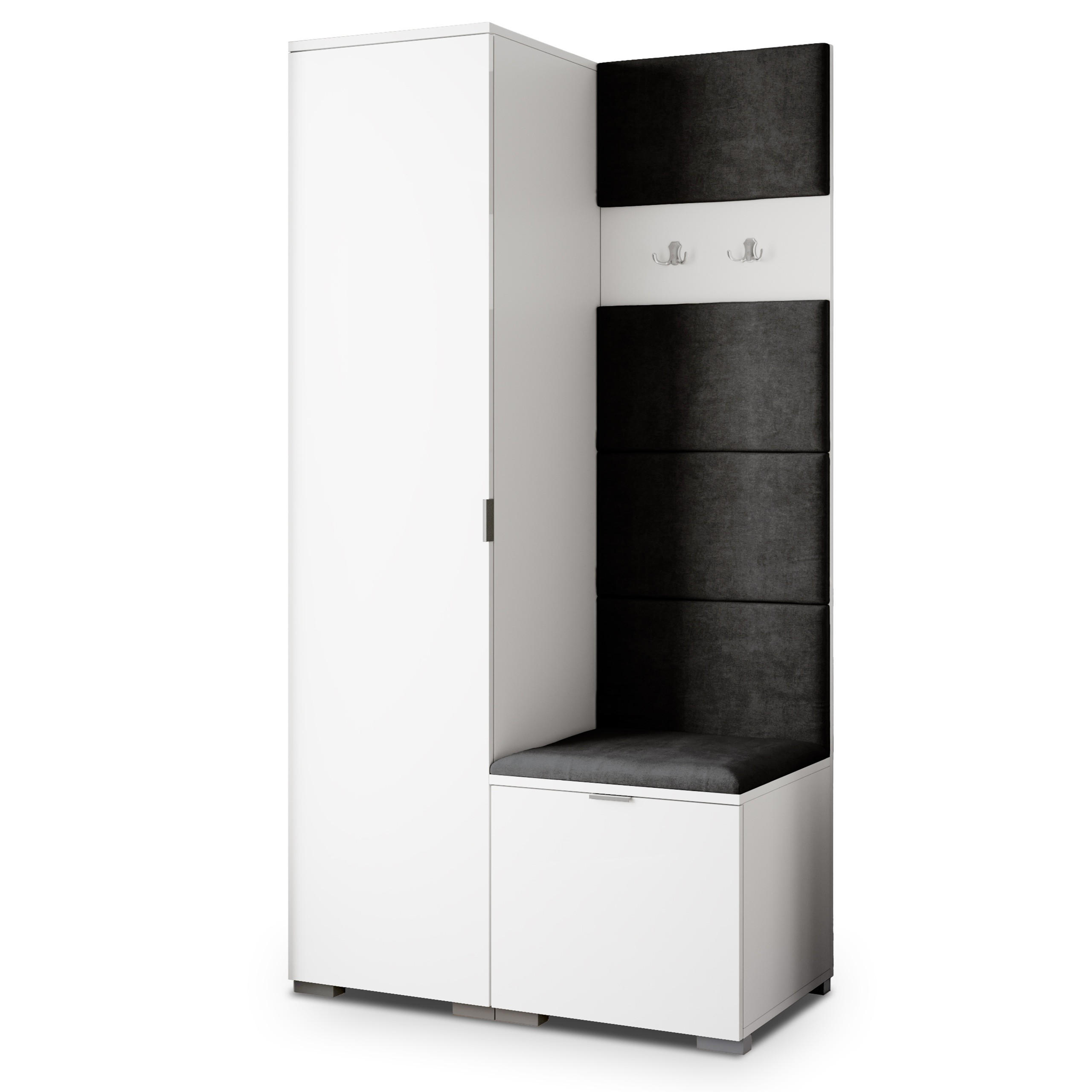 Masseno Garderobenschrank Weiß, Schwarz 95x181x51 cm