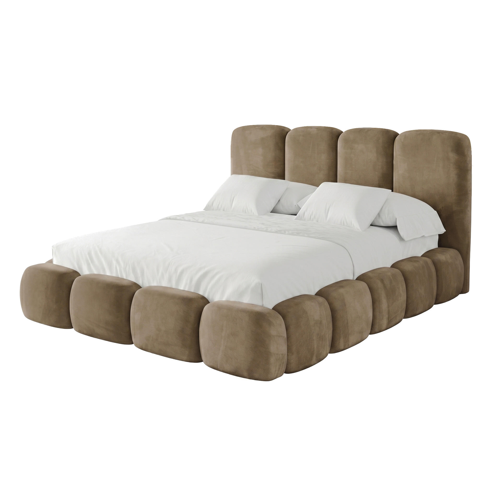 POLSTERBETT SUENO MAXI 160x200 cm in Braun, gepolstertes Kopfteil, Metalllattenrost, Bettkasten, Velour-Stoff - Naturfarben/Braun, Holz/Textil (160/200cm) - Muffo