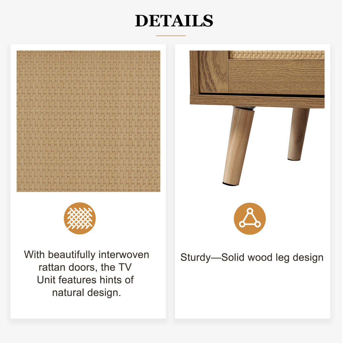 LOWBOARD 200/37/49 cm Eiche aus Holzwerkstoff mit Rattandesign - Braun, Holzwerkstoff (37/49/200cm) - OKMYHOME