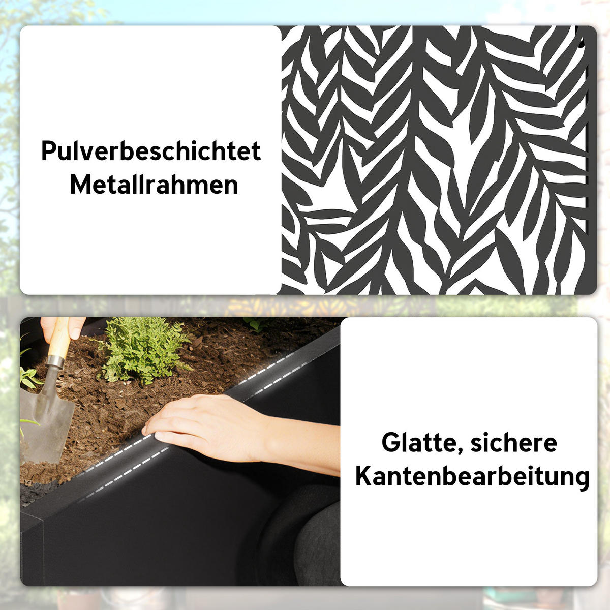 PFLANZKASTEN mit Rankgitter Metall Schwarz - Schwarz, Metall (23/113/61cm) - Outsunny