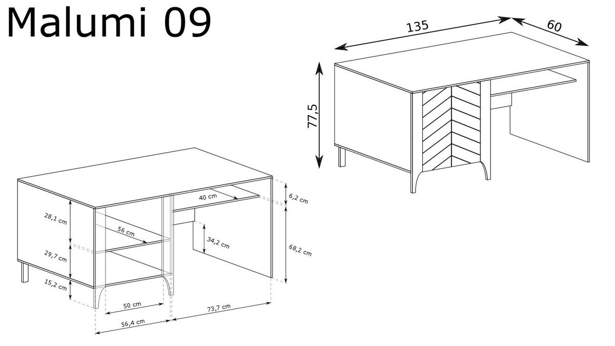 SCHREIBTISCH Malumi MM-9 Kashmir - Kaschmir, Holzwerkstoff (60/135/77.5cm)