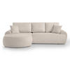 ECKSOFA Teddy L Beige, Bouclé-Stoff, links - Beige/Schwarz, Textil (270/170cm) - Beautysofa
