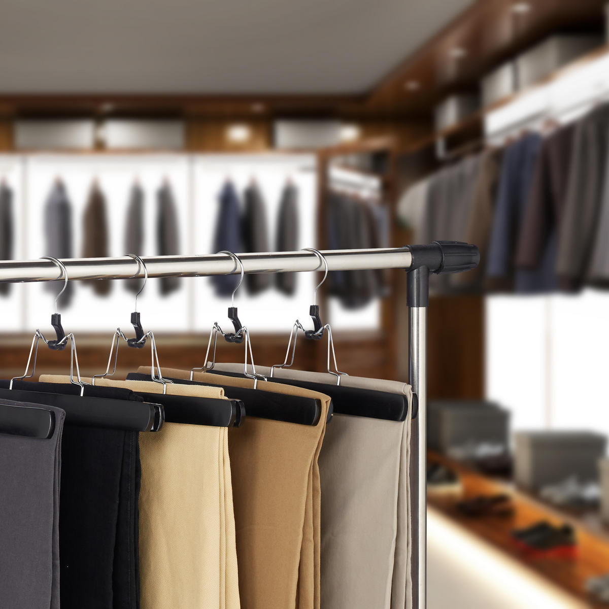 12XHOSENSPANNER - Schwarz, Holz/Textil (25/17/2.3cm) - Relaxdays