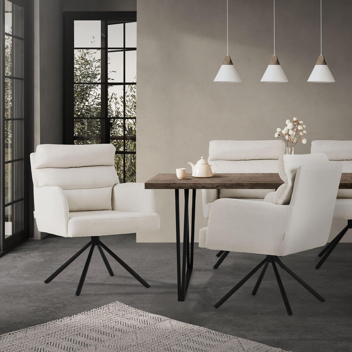 ESSZIMMERSTUHL 4er Set Beige - Beige, Metall (64/93/64.5cm) - ML-DESIGN