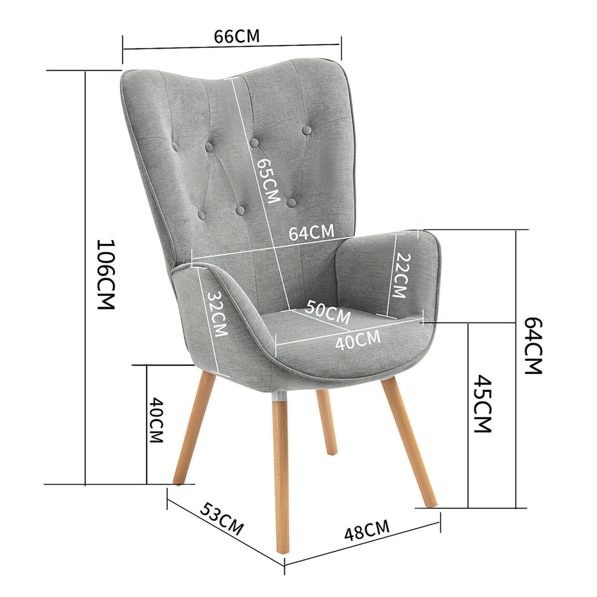 RELAXSESSEL 2er Set mit Knopfheftung in Grau - Grau, Textil (68/106/73cm) - Meubles Cosy