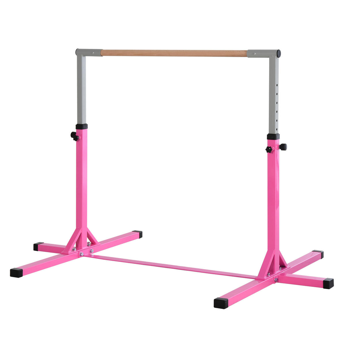 GYMNASTIKSTANGE DE-10731 höhenverstellbar, Holz & Stahl Rosa - Pink, Metall (121/194cm) - ComfortXL
