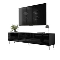 TV-ELEMENT AURA 200 Schwarz Hochglanz – Beinfarbe: Chrom - Schwarz, Holzwerkstoff (200/49/40cm) - Lookway