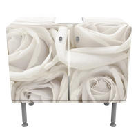 WASCHBECKENUNTERSCHRANK Weiße Rosen 60/55/35 cm - Beige, Holzwerkstoff (60/55/35cm) - Bilderwelten