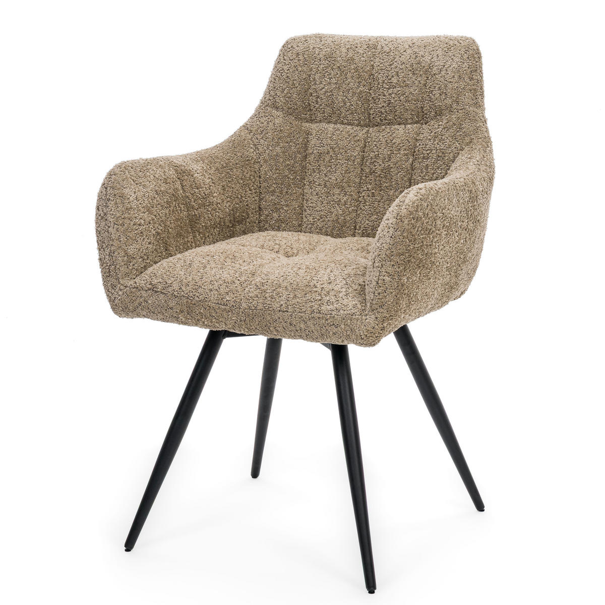 STUHL FANO drehbar gepolsterter mit Steppung - beige - Boucle - Sandfarben/Beige, Textil/Metall (58/83/59cm) - NEW HOME
