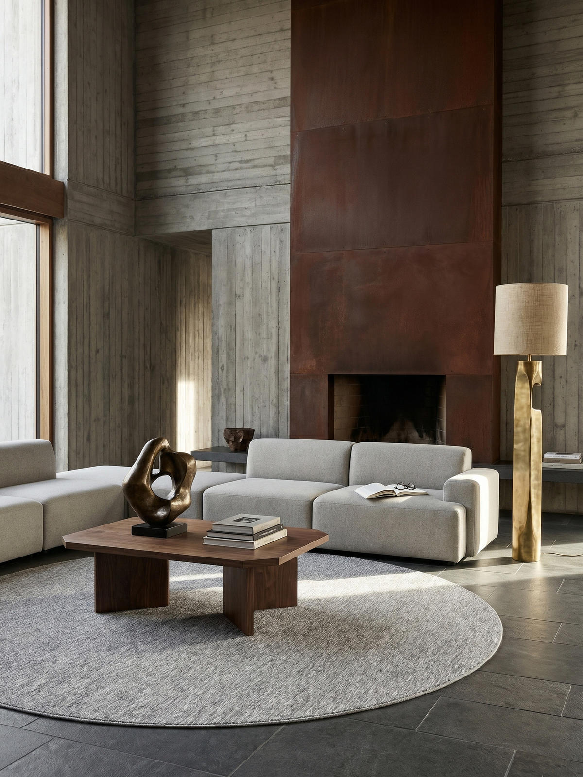 TEPPICH Kurzflor Uni Modern Waschbar Schlafzimmer Strapazierfähig Rund Hellgrau 120x120 cm – AMMER - Grau, Textil (120/120cm) - KADIMA DESIGN