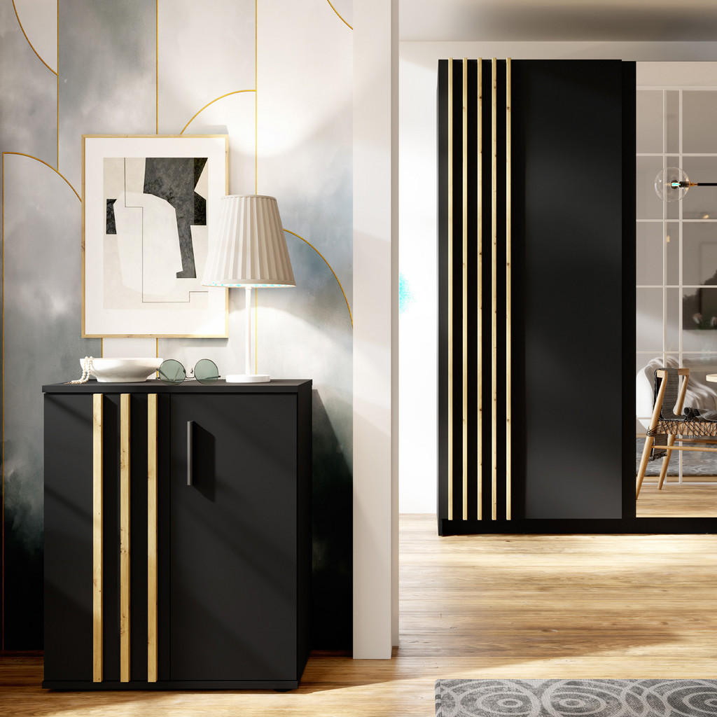 Thumbnail - Konsimo® Kommode, Schwarz, Holzwerkstoff, 60x73x35 cm, Wohnzimmer, Kommoden & Sideboards, Kommoden