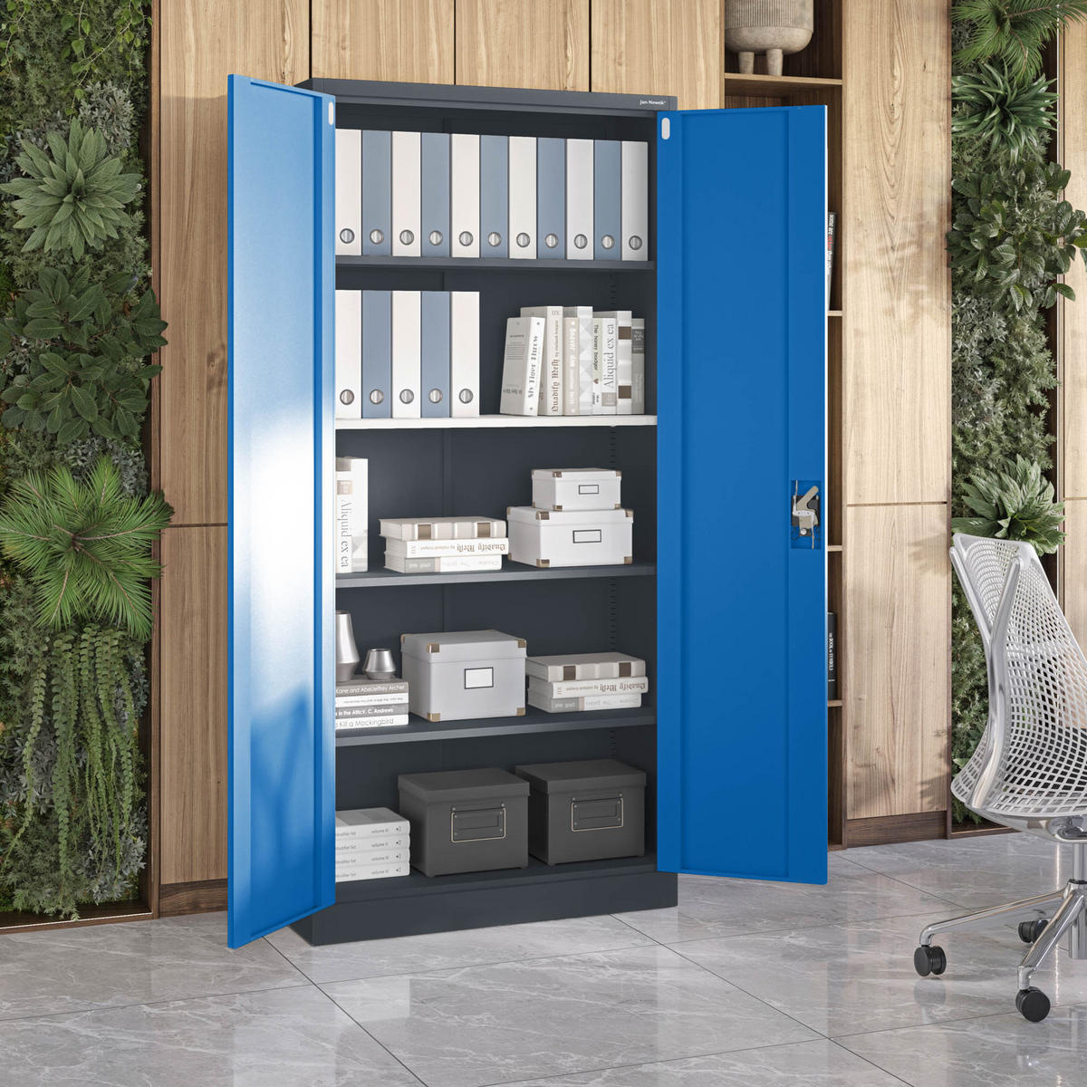 AKTENSCHRANK JAN H - Blau/Anthrazit, Metall (90/195/40cm) - Jan Nowak