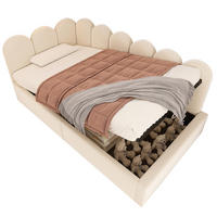 KINDERBETT 90/190 cm mit Stauraum, Samtbezug und Metall-Lattenrost in Beige - Beige, Textil (90/190cm) - BEAOK