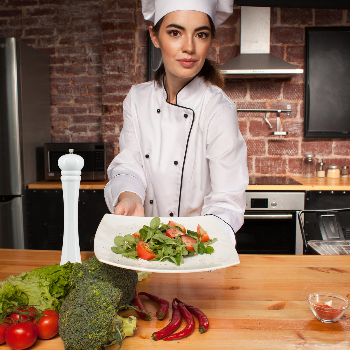 PFEFFERMÜHLE Keramikmahlwerk - Weiß, Holz/Keramik (5.5/39.5/5.5cm) - Relaxdays